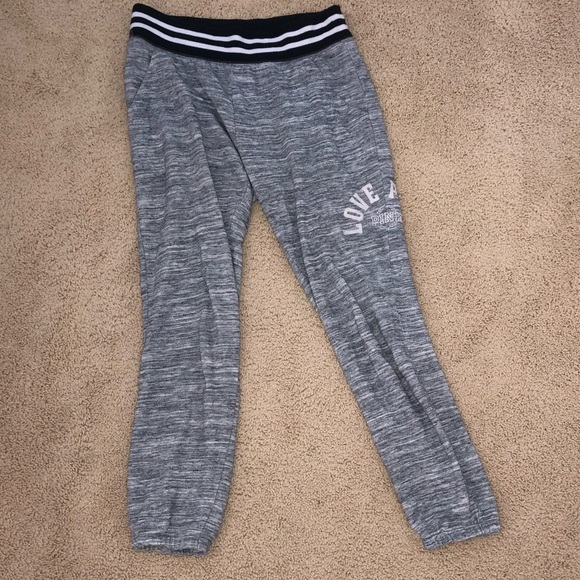 PINK Victoria's Secret Pants - victoria’s secret pink gray & white cropped sweats
